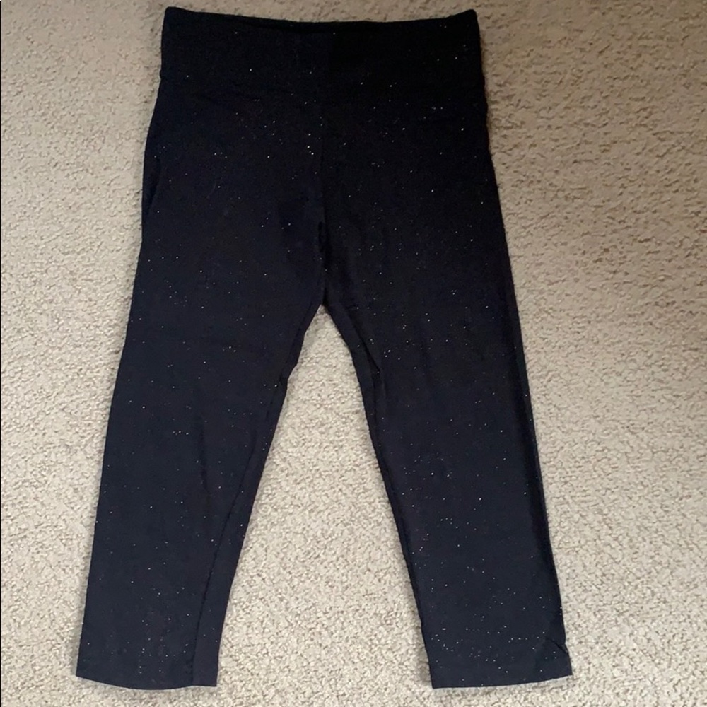 Justice Black Capris with Rainbow Glitter